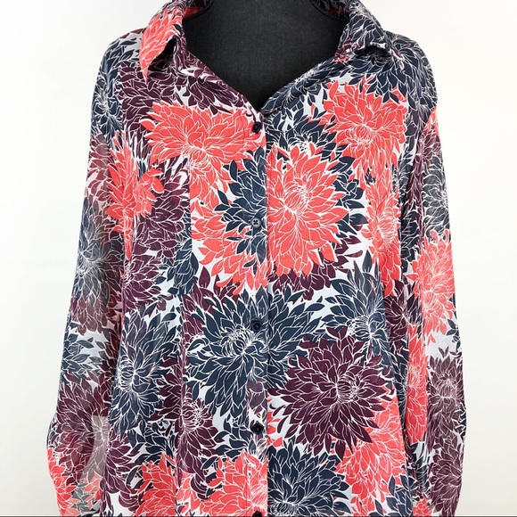 Vincenté | Sheer Floral Blouse | 3x - Picture 2 of 8